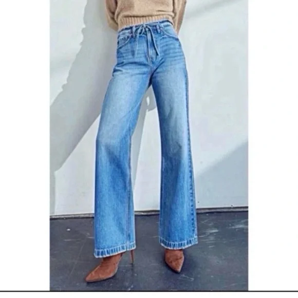 KANCAN 90’s Wide Leg Flare Hi Rise Jeans - Picture 3 of 10